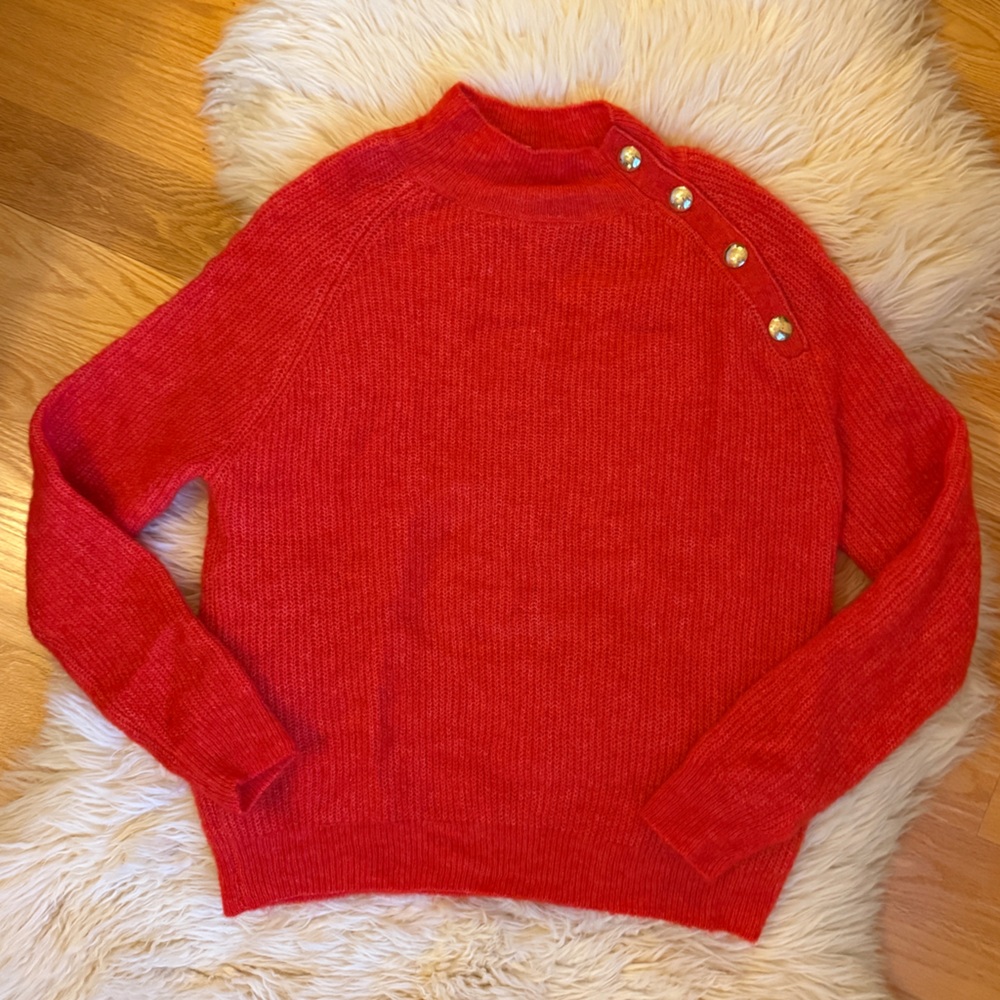 Sezane Red Cowl Neck Sweater